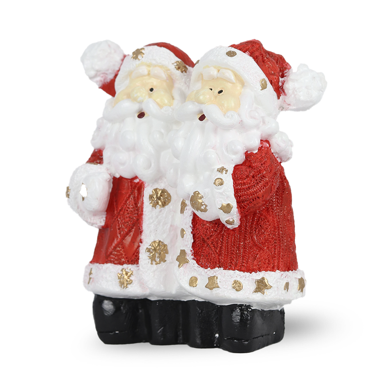 Figura Natalina Mini Papai Noel com Árvore de Resina 18cm BravaDecor